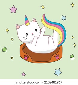 HD printable caticorn and cat unicorn or anime cat coloring pages for children kids and adults. Children coloring pages, caticorn coloring pages, learning for kids. Cat Vector