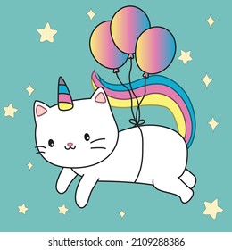 HD printable caticorn and cat unicorn or anime cat coloring pages for children kids and adults. Children coloring pages, caticorn coloring pages, learning for kids. Cat Vector