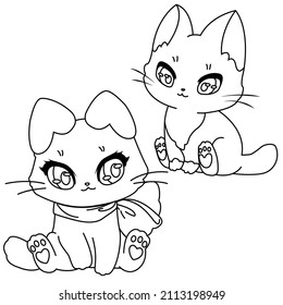 HD printable caticorn and cat unicorn or anime cat coloring pages for children kids and adults. Children coloring pages, caticorn coloring pages, learning for kids. Cat Vector