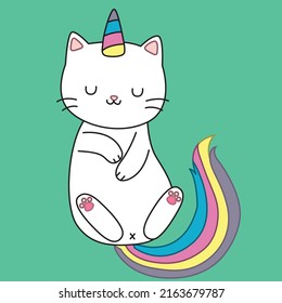 HD printable caticorn and cat unicorn or anime cat coloring pages for children kids and adults. Children coloring pages, caticorn coloring pages, learning for kids. Cat Vector