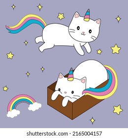 HD printable caticorn and cat unicorn or anime cat coloring pages for children kids and adults. Children coloring pages, caticorn coloring pages, learning for kids. Cat Vector