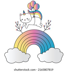 Páginas de color de caticorn y gato unicornio o gato de anime para niños y adultos. Páginas de coloración infantil, páginas de coloración de caticorn, aprendizaje para los niños. Vector de gato