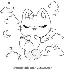 HD printable caticorn and cat unicorn or anime cat coloring pages for children kids and adults. Children coloring pages, caticorn coloring pages, learning for kids. Cat Vector