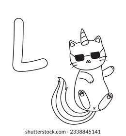 HD printable caticorn and cat unicorn or anime cat coloring pages for children kids and adults. Children coloring pages, caticorn coloring pages, learning for kids. Cat Vector
