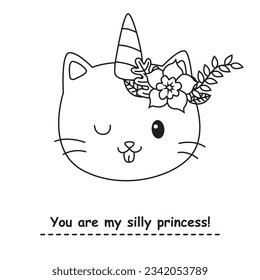 HD printable caticorn and cat unicorn or anime cat coloring pages for children kids and adults. Children coloring pages, caticorn coloring pages, learning for kids. Cat Vector