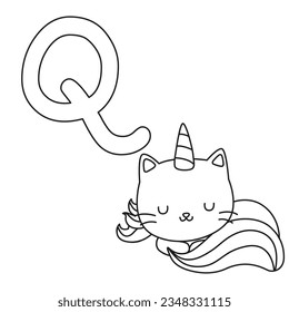 HD printable caticorn and cat unicorn or anime cat coloring pages for children kids and adults. Children coloring pages, caticorn coloring pages, learning for kids. Cat Vector
