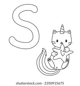 HD printable caticorn and cat unicorn or anime cat coloring pages for children kids and adults. Children coloring pages, caticorn coloring pages, learning for kids. Cat Vector