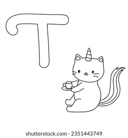 HD printable caticorn and cat unicorn or anime cat coloring pages for children kids and adults. Children coloring pages, caticorn coloring pages, learning for kids. Cat Vector