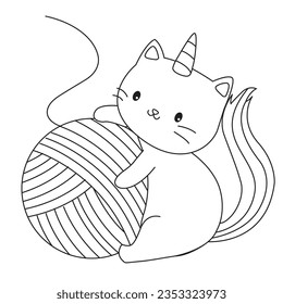 HD printable caticorn and cat unicorn or anime cat coloring pages for children kids and adults. Children coloring pages, caticorn coloring pages, learning for kids. Cat Vector
