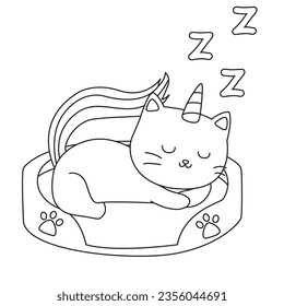 HD printable caticorn and cat unicorn or anime cat coloring pages for children kids and adults. Children coloring pages, caticorn coloring pages, learning for kids. Cat Vector
