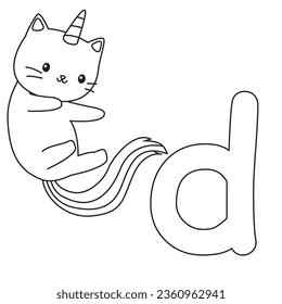 HD printable caticorn and cat unicorn or anime cat coloring pages for children kids and adults. Children coloring pages, caticorn coloring pages, learning for kids. Cat Vector
