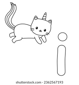 HD printable caticorn and cat unicorn or anime cat coloring pages for children kids and adults. Children coloring pages, caticorn coloring pages, learning for kids. Cat Vector
