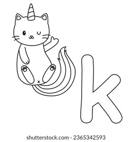 HD printable caticorn and cat unicorn or anime cat coloring pages for children kids and adults. Children coloring pages, caticorn coloring pages, learning for kids. Cat Vector