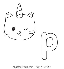 HD printable caticorn and cat unicorn or anime cat coloring pages for children kids and adults. Children coloring pages, caticorn coloring pages, learning for kids. Cat Vector