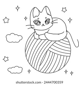 HD printable caticorn and cat unicorn or anime cat coloring pages for children kids and adults. Children coloring pages, caticorn coloring pages, learning for kids. Cat Vector
