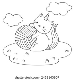 HD printable caticorn and cat unicorn or anime cat coloring pages for children kids and adults. Children coloring pages, caticorn coloring pages, learning for kids. Cat Vector
 svg
