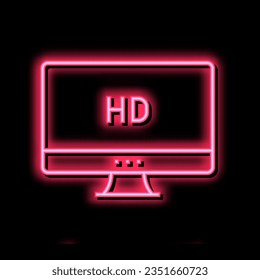 hd resolution computer screen neon light sign vector. hd resolution computer screen illustration