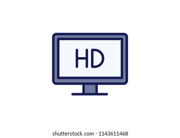 HD Screen icon, filled line icon
