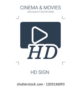 hd sign icon. high quality filled hd sign icon on white background. from cinema collection flat trendy vector hd sign symbol. use for web and mobile