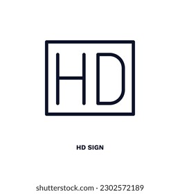 hd sign icon. Thin line hd sign icon from cinema and theater collection. Outline vector isolated on white background. Editable hd sign symbol can be used web and mobile