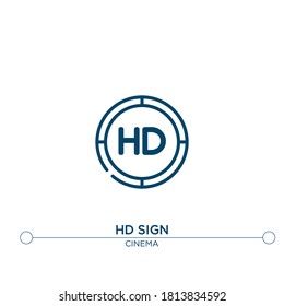 hd sign outline vector icon. simple element illustration. hd sign outline icon from editable cinema concept. can be used for web and mobile
