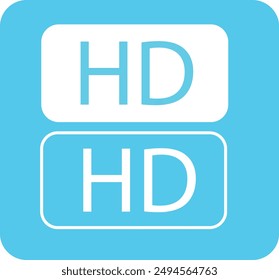 HD Sign Vector icon. Blue and white.