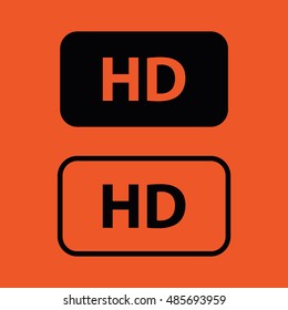 HD sign vector icon. Orange background