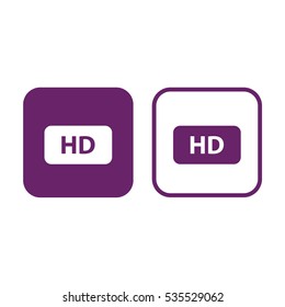 HD sign vector icon. Purple and white