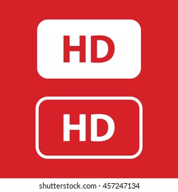 HD sign vector icon. Red background