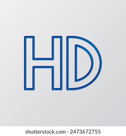 HD simple icon vector. Flat design. Paper cut design. Cutted blue symbol with shadow. Gray background.ai