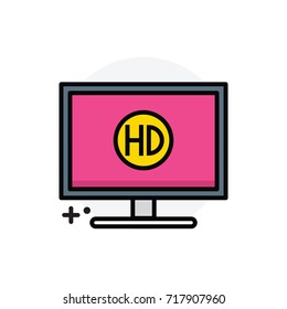 HD television concept Isolated Line Vector Illustration editable Icon