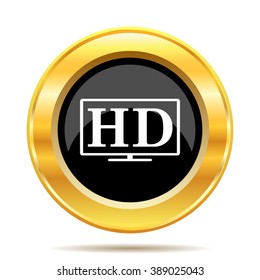 HD TV icon. Internet button on white background. EPS10 vector.