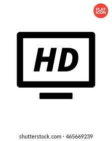 HD TV monitor Icon Flat Style Isolated Vector Illustration
