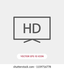 Hd tv vector icon, television symbol