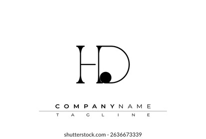 HD Typography Logo Design. Stylish monogram design depiction featuring the letters H and D combined in an artistic signature style, delivering a unique and creative visual representation.