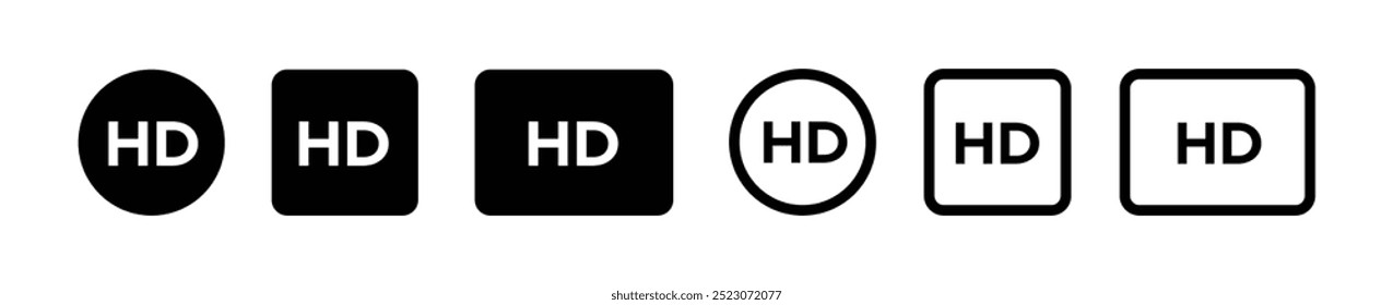 HD vector icons set. HD icon