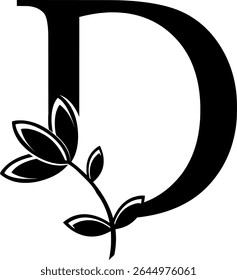 HD vector logo of letter D with flower. Element logo