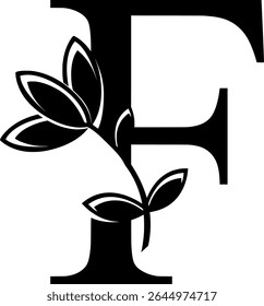 Logotipo vetorial HD da letra F com flor. Logotipo do elemento