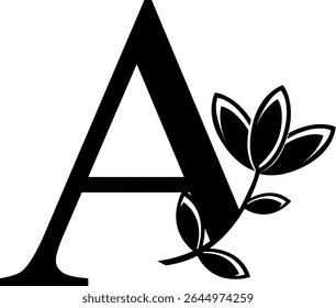 HD vector logo of letter A with flower. Element logo