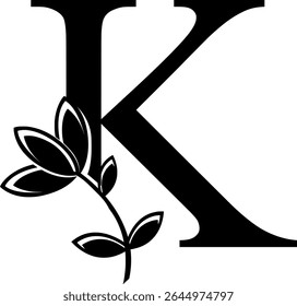 HD vector logo of letter K with flower. Element logo