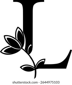 HD vector logo of letter L with flower. Element logo