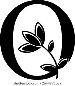 HD vector logo of letter O with flower. Element logo