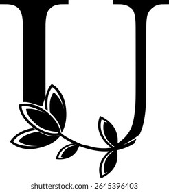 HD vector logo of letter U with flower. Element logo