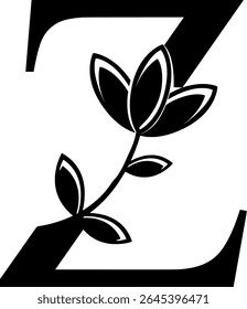 HD vector logo of letter Z with flower. Element logo