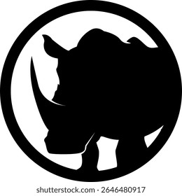 HD vector silhouette of rhinoceros animal. logo icon