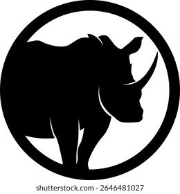 HD vector silhouette of rhinoceros animal. logo icon