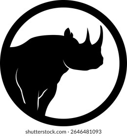 HD vector silhouette of rhinoceros animal. logo icon