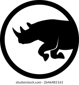 HD vector silhouette of rhinoceros animal. logo icon