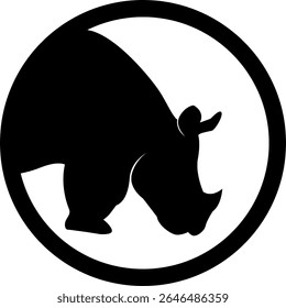 HD vector silhouette of rhinoceros animal. logo icon