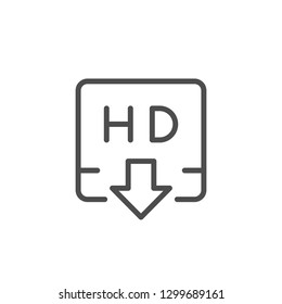 HD video downloading line icon